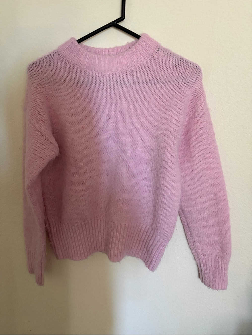 A New Day Pink Fluffy Crewneck Knit Sweater Size Small